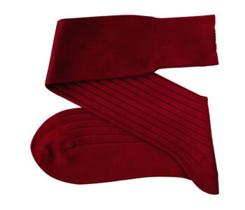 VICCEL / CELCHUK Knee Socks Solid Claret Red Cotton - Bordowe luksusowe podkolanówki