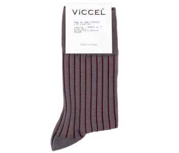 VICCEL / CELCHUK Socks Shadow Stripe Gray / Burgundy - Szare skarpety z burgundowymi wydzieleniami