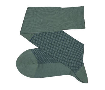 VICCEL / CELCHUK Knee Socks Fish Net Green Petrolium Blue - Zielone podkolanówki z niebieskimi akcentami