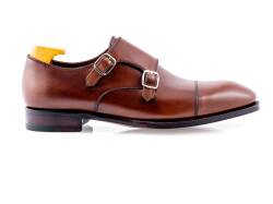 Eleganckie obuwie męskie TLB 506 double monks vegano marron z podeszwą leather.