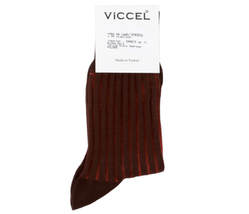 VICCEL / CELCHUK Socks Shadow Stripe Brown / Taba - Brązowe skarpety z tabakowymi wydzieleniami
