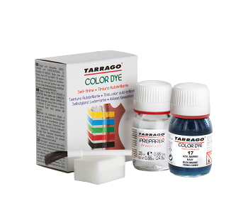 TARRAGO Color Dye Double Standard 25ml + 25ml Kit (Paint + Preparer + Brush + Sponge) - Farby akrylowe do malowania butów i skór (farba + płyn odtłuszczający + pędzelek + gąbka)