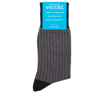 VICCEL / CELCHUK Socks Vertical Striped Black Gray / Dots - Czarne skarpety z szarymi akcentami