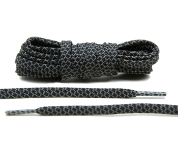 LACE LAB Reflective FLAT 1.0 Laces 7mm Black - Płaskie czarne sznurówki do butów