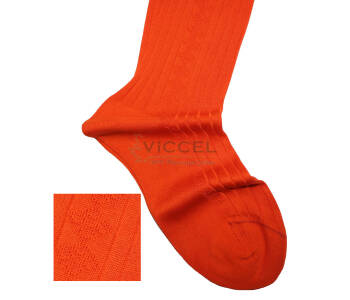 VICCEL / CELCHUK Knee Socks Diamond Textured Orange - Pomarańczowe luksusowe podkolanówki z diamentową teksturą