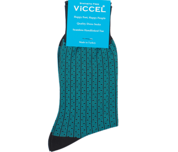 VICCEL / CELCHUK Socks Vertical Striped Black Blue / Dots - Czarne skarpety z niebieskimi akcentami