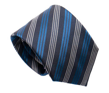 PATINE Tie 21 Bleu Petrol / Bleu Marine / Argent HAND FINISHED - Jedwabny krawat